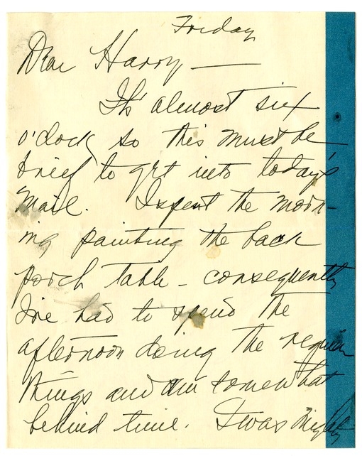 Letter from Bess W. Truman to Harry S. Truman