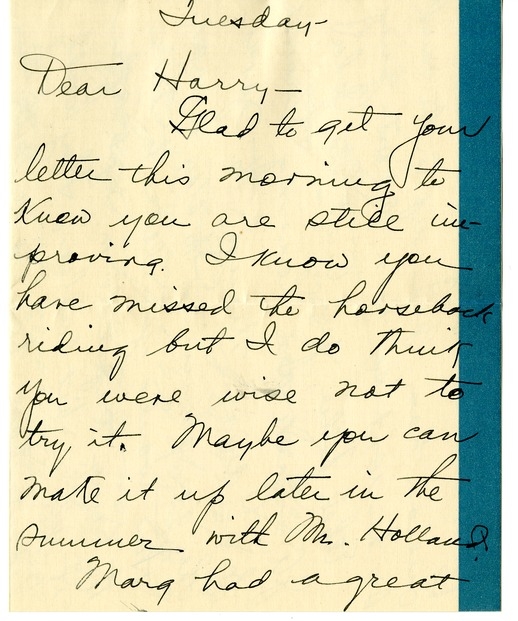 Letter from Bess W. Truman to Harry S. Truman