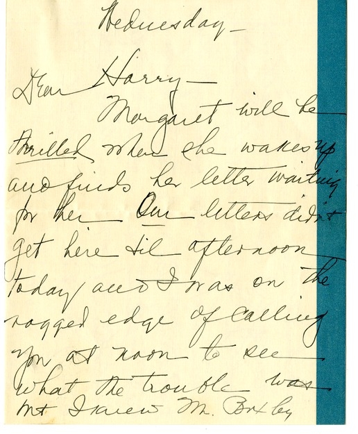 Letter from Bess W. Truman to Harry S. Truman