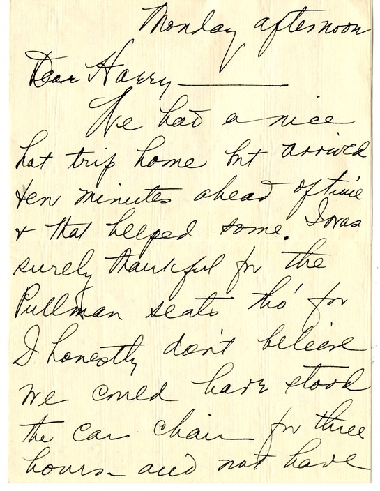 Letter from Bess W. Truman to Harry S. Truman