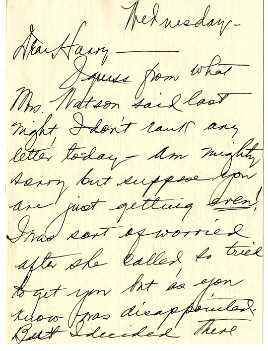 Letter from Bess W. Truman to Harry S. Truman