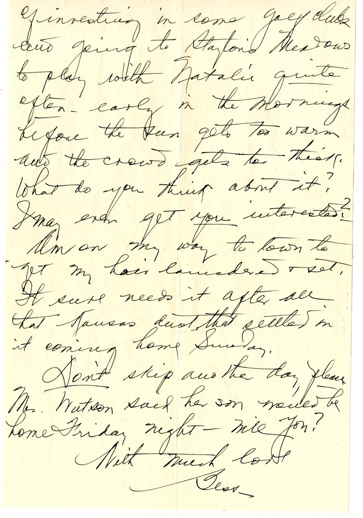 Letter from Bess W. Truman to Harry S. Truman