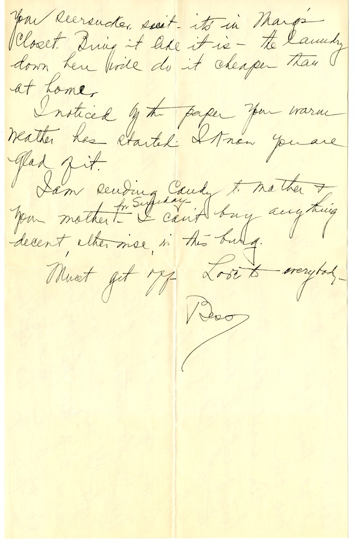 Letter from Bess W. Truman to Harry S. Truman