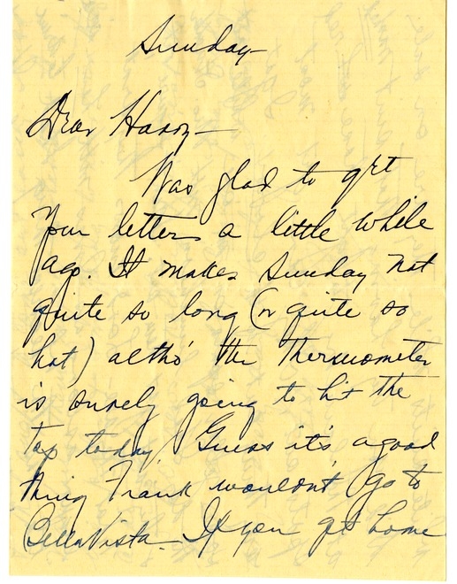 Letter from Bess W. Truman to Harry S. Truman