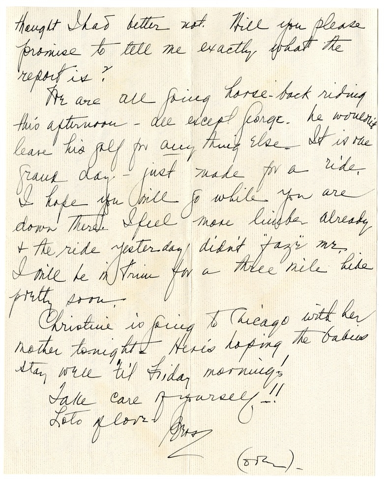 Letter from Bess W. Truman to Harry S. Truman