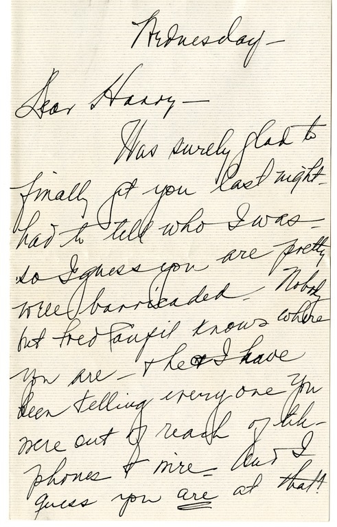 Letter from Bess W. Truman to Harry S. Truman