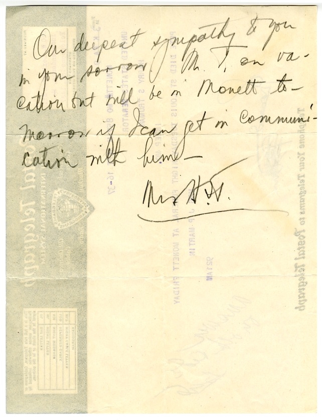 Letter from Bess W. Truman to Harry S. Truman