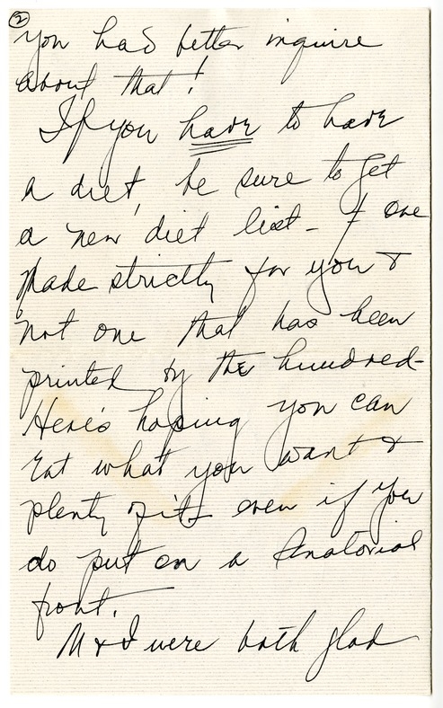 Letter from Bess W. Truman to Harry S. Truman