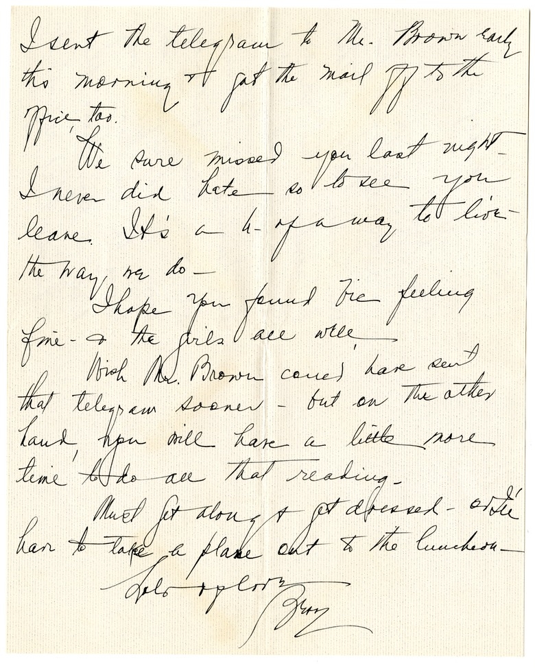 Letter from Bess W. Truman to Harry S. Truman