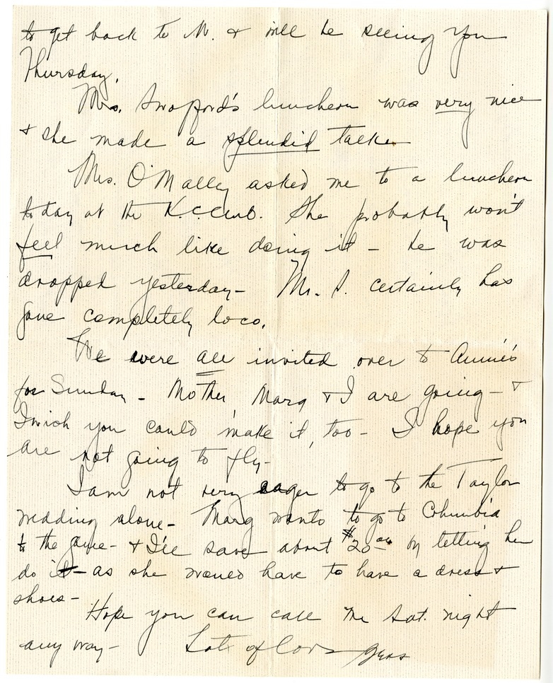 Letter from Bess W. Truman to Harry S. Truman