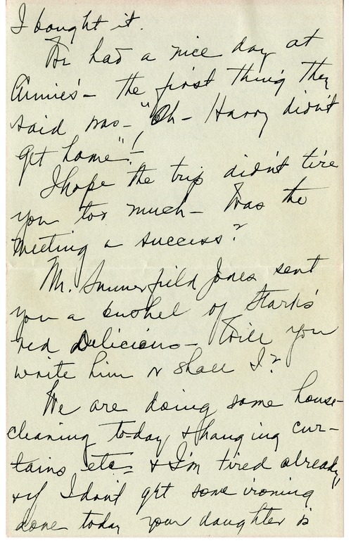 Letter from Bess W. Truman to Harry S. Truman