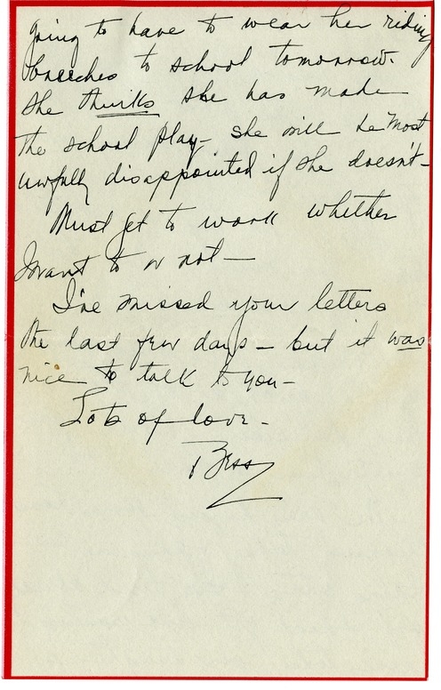 Letter from Bess W. Truman to Harry S. Truman