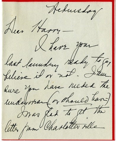 Letter from Bess W. Truman to Harry S. Truman