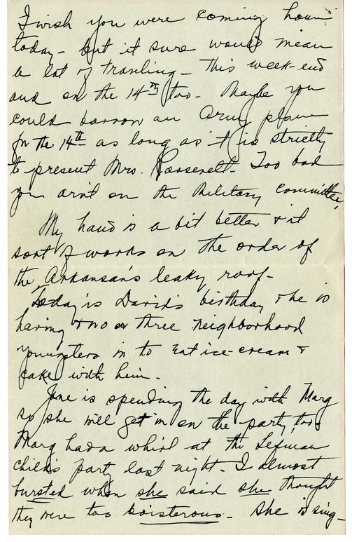 Letter from Bess W. Truman to Harry S. Truman