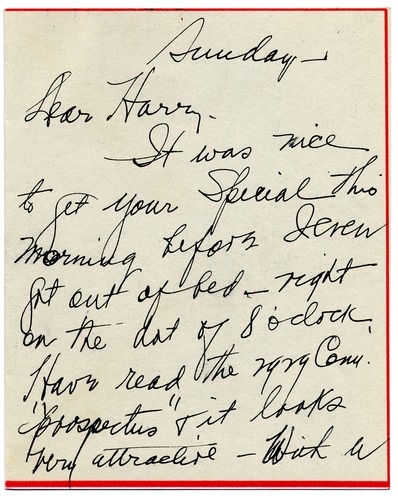 Letter from Bess W. Truman to Harry S. Truman