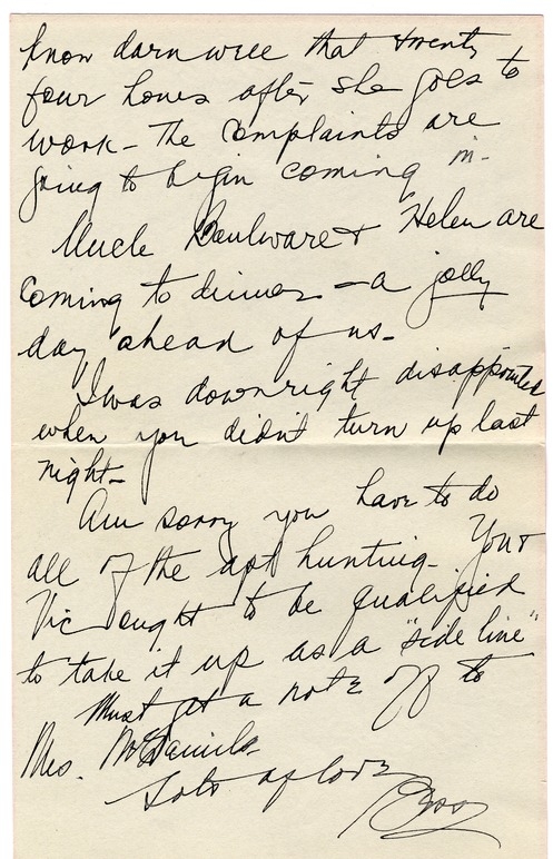 Letter from Bess W. Truman to Harry S. Truman