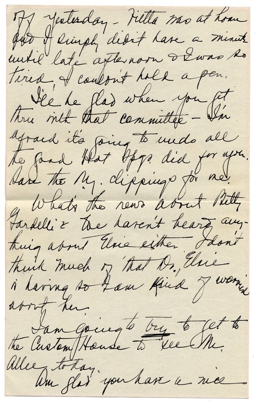 Letter from Bess W. Truman to Harry S. Truman