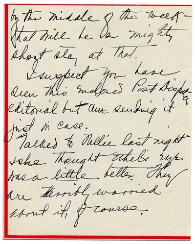 Letter from Bess W. Truman to Harry S. Truman