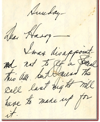 Letter from Bess W. Truman to Harry S. Truman