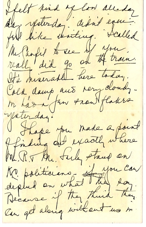 Letter from Bess W. Truman to Harry S. Truman