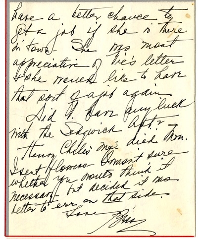 Letter from Bess W. Truman to Harry S. Truman