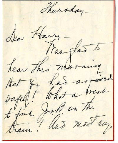 Letter from Bess W. Truman to Harry S. Truman