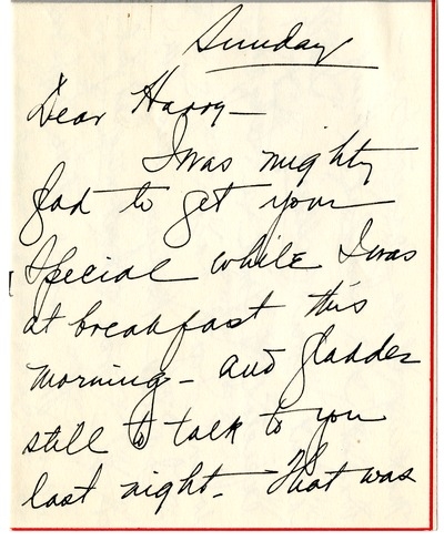 Letter from Bess W. Truman to Harry S. Truman