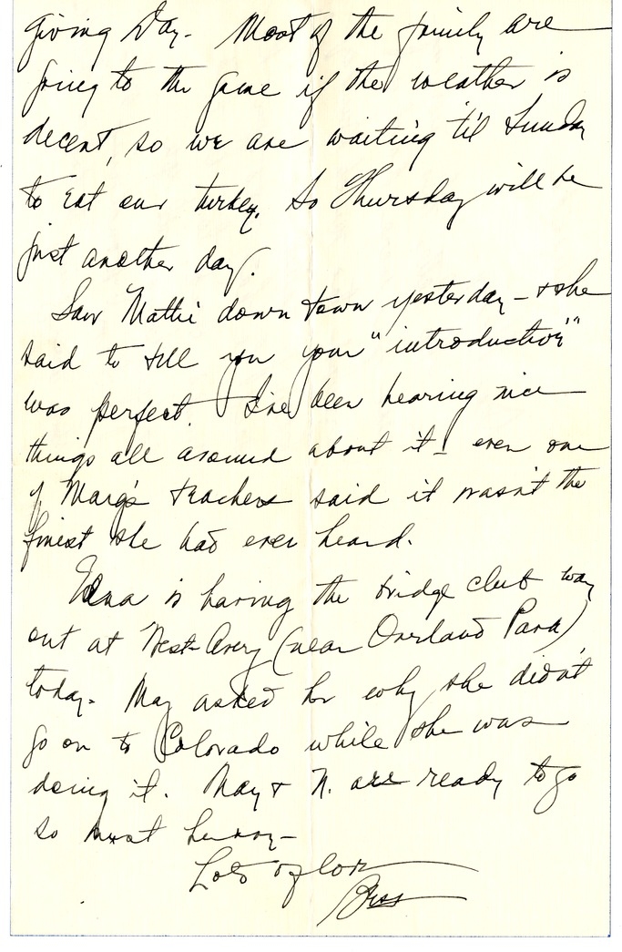 Letter from Bess W. Truman to Harry S. Truman