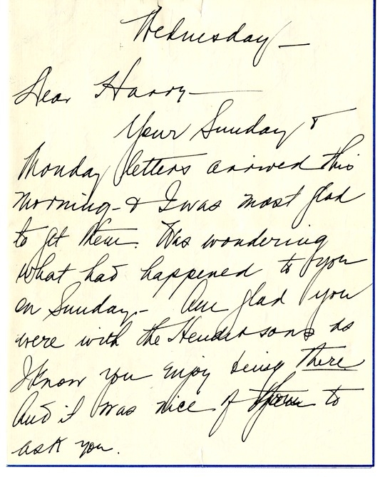 Letter from Bess W. Truman to Harry S. Truman