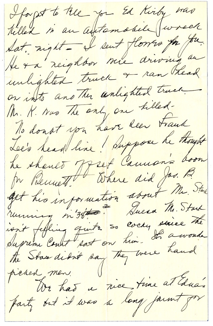 Letter from Bess W. Truman to Harry S. Truman