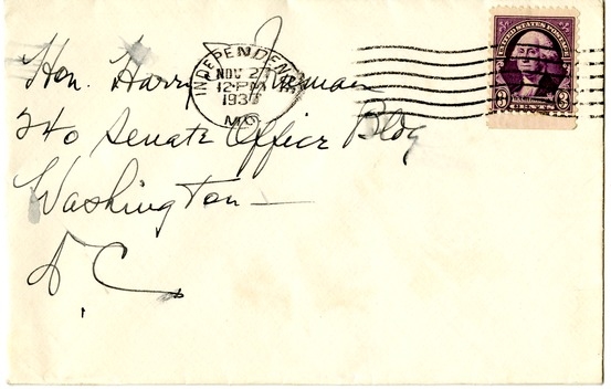 Letter from Bess W. Truman to Harry S. Truman
