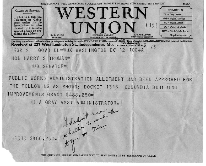 Letter from Bess W. Truman to Harry S. Truman