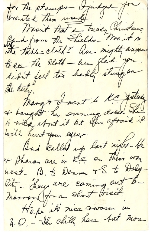 Letter from Bess W. Truman to Harry S. Truman