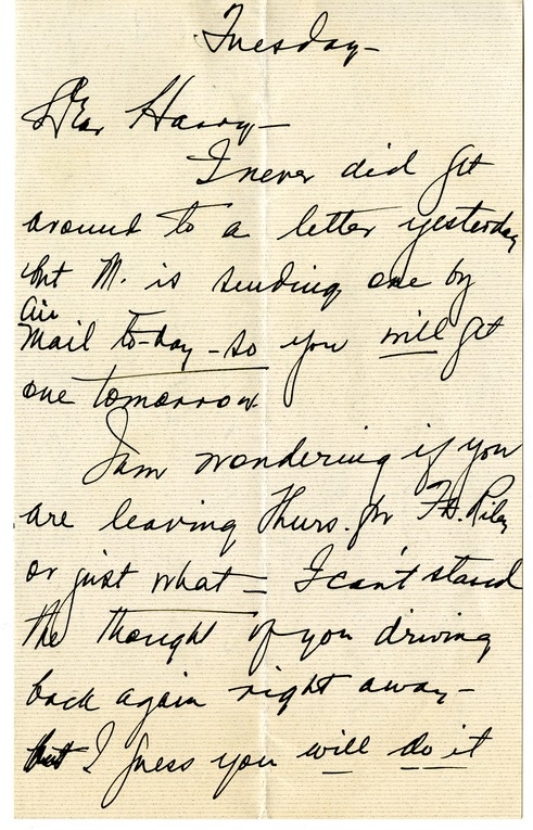 Letter from Bess W. Truman to Harry S. Truman