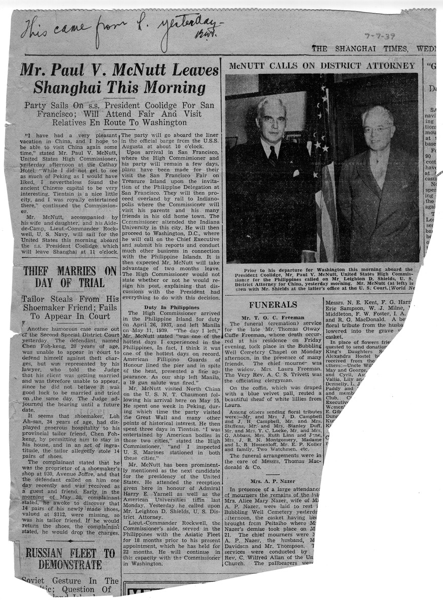Letter from Bess W. Truman to Harry S. Truman