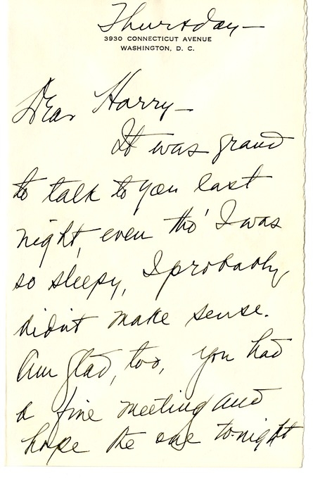 Letter from Bess W. Truman to Harry S. Truman
