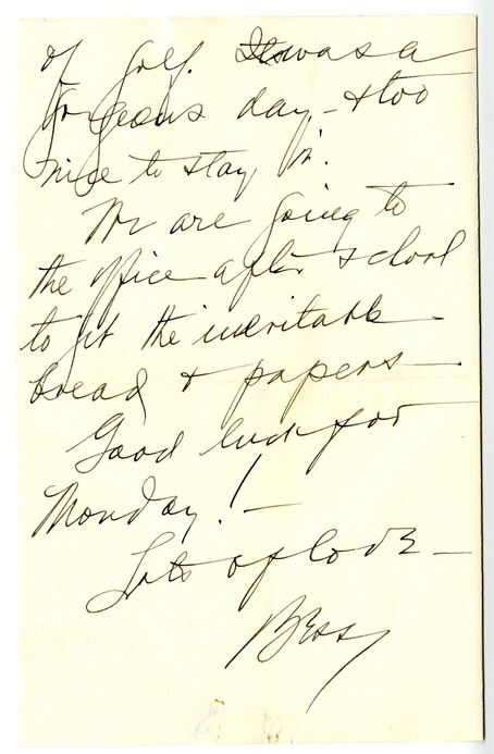 Letter from Bess W. Truman to Harry S. Truman