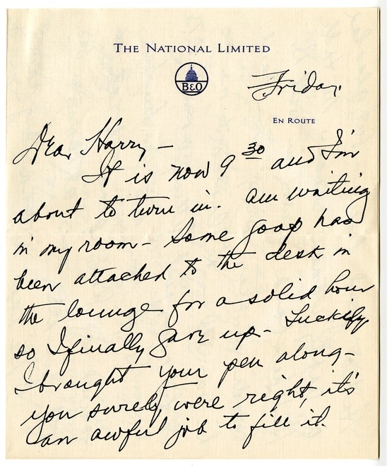 Letter from Bess W. Truman to Harry S. Truman