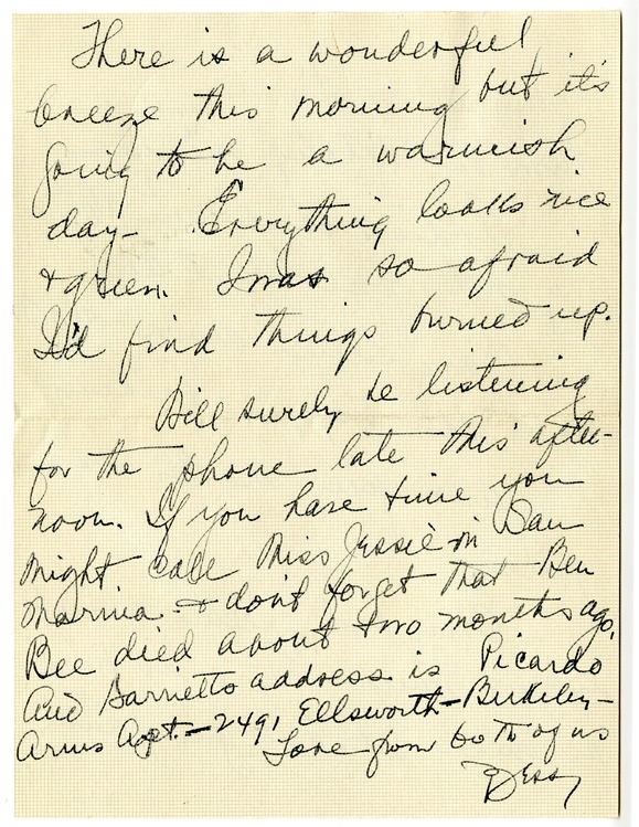 Letter from Bess W. Truman to Harry S. Truman