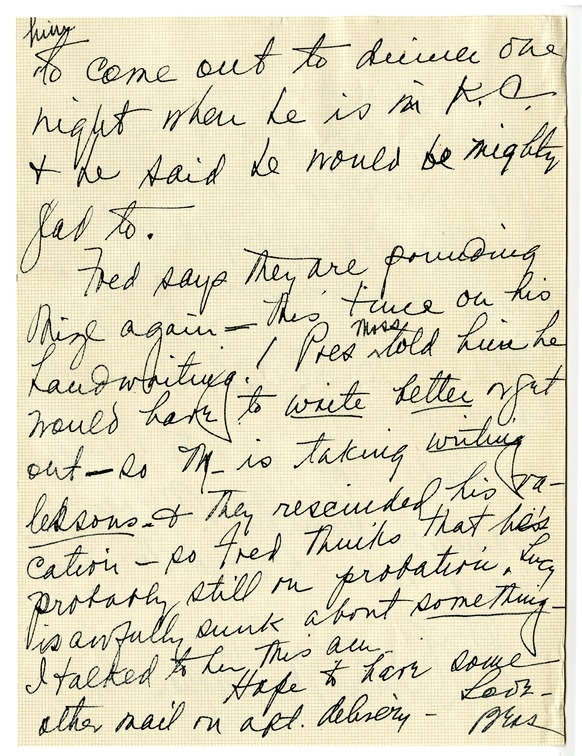 Letter from Bess W. Truman to Harry S. Truman