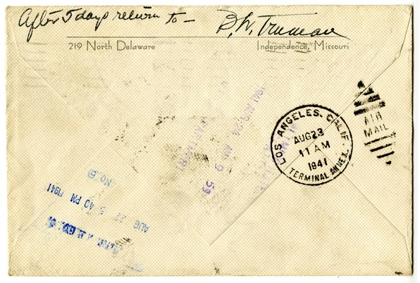 Letter from Bess W. Truman to Harry S. Truman