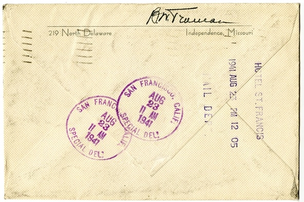 Letter from Bess W. Truman to Harry S. Truman