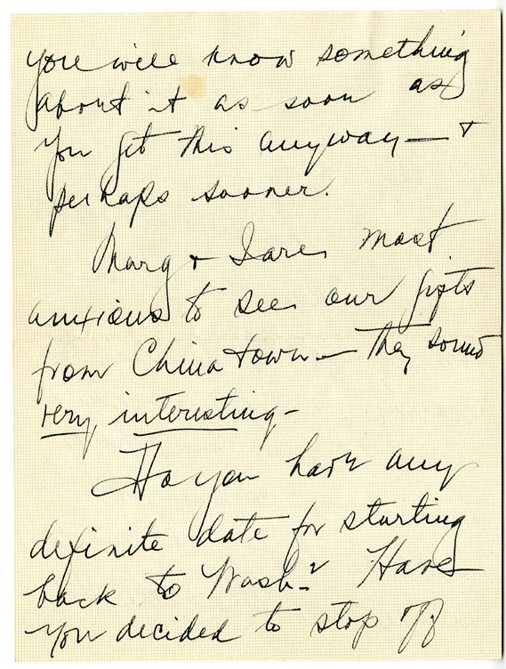 Letter from Bess W. Truman to Harry S. Truman