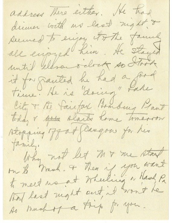 Letter from Bess W. Truman to Harry S. Truman