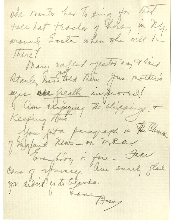 Letter from Bess W. Truman to Harry S. Truman