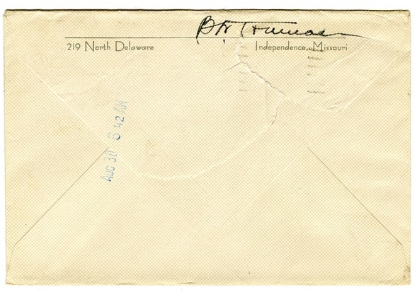 Letter from Bess W. Truman to Harry S. Truman