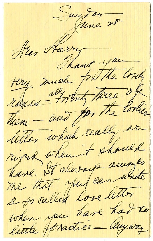 Letter from Bess W. Truman to Harry S. Truman