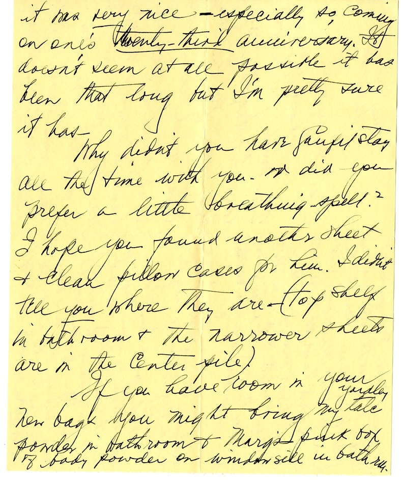 Letter from Bess W. Truman to Harry S. Truman