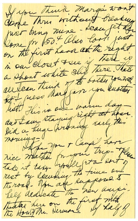 Letter from Bess W. Truman to Harry S. Truman