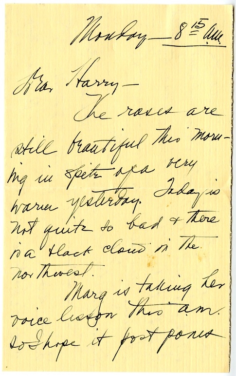 Letter from Bess W. Truman to Harry S. Truman